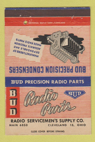 Matchbook Cover - Bud Radio Parts Cleveland OH 40 Strike