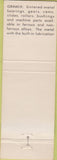 Matchbook Cover - Wickes Engineers Materials Saginaw MI