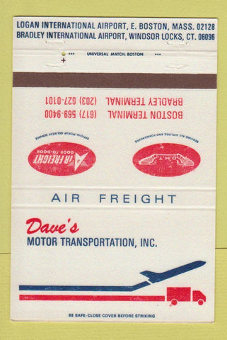 Matchbook Cover Dave's Motor Transportation Windor Locks CT Boston MA 40 Strike