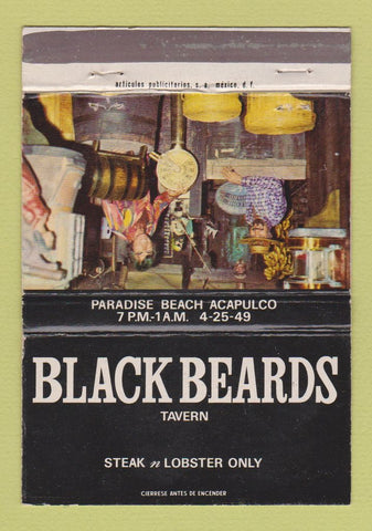 Matchbook Cover - Blackbeards Tavern Acapulco Mexico Vodka Nikolai 40 Strike