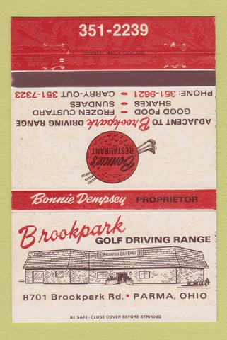 Matchbook Cover - Brookpark Golf Driving Range Parma OH 40 Strike