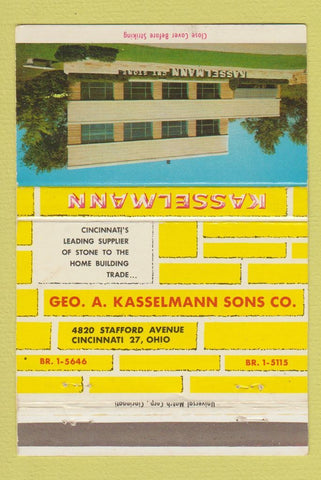 Matchbook Cover - Kasselman Sons Stone Brick Cincinnati OH 40 Strike