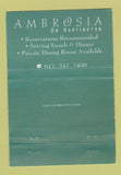 Matchbook Cover - Ambrosia Boston MA 40 Strike