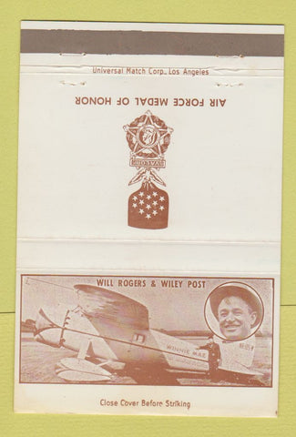 Matchbook Cover - Aircraft Engineering Los Angeles CA Will Rogers  40 Strike