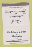 Matchbook Cover - Northshore Garden Memories Cemetery North Chicago IL 40 Strike
