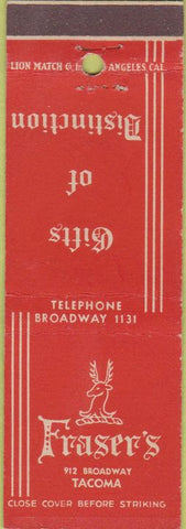 Matchbook Cover - Fraser's Tacoma WA