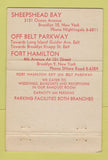 Matchbook Cover - Hamilton House Fort Hamilton Sheepshead Bay NY 40 Strike