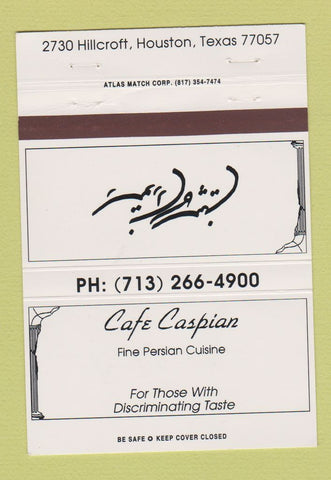 Matchbook Cover - Cafe Caspian Persian Houston TX 40 Strike