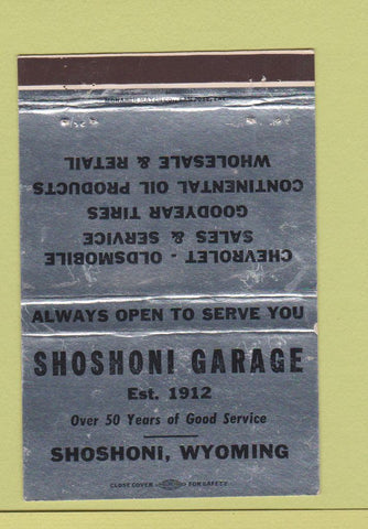 Matchbook Cover - Shoshoni Garage WY WEAR 40 Strike