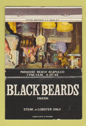 Matchbook Cover - Blackbeards Tavern Acapulco Mexico Vodka Nikolai 40 Strike