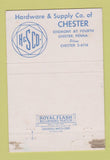 Matchbook Cover - Hardware and Supply of Chester PA 1953 40 Strike