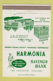 Matchbook Cover - Harmonia Savings Bank Elizabeth NJ 40 Strike