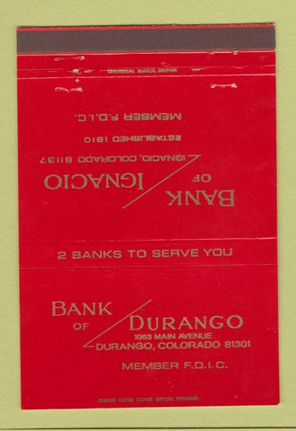 Matchbook Cover - Bank of Durango Colorado 40 Strike