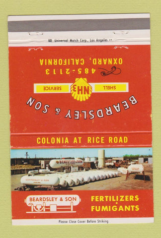 Matchbook Cover - Shell oil gas Beardsley Oxnard CA 40 Strike