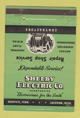 Matchbook Cover - Shelby Electric Memphis TN Jackson MS 40 Strike