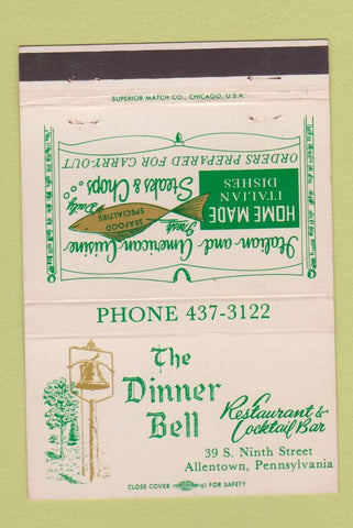 Matchbook Cover - The Dinner Bell Allentown PA 40 Strike