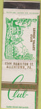 Matchbook Cover - Lehigh Valley Club Allentown PA