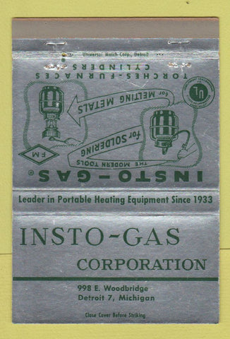 Matchbook Cover - Insto Gas Corporation Detroit MI 40 Strike
