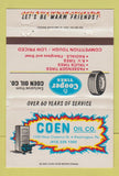 Matchbook Cover - Coen Oil Company Cooper Tires Washington PA 40 Strike