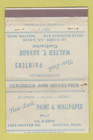 Matchbook Cover - Walter Savage Painting Inkster MI WEAR 40 Strike