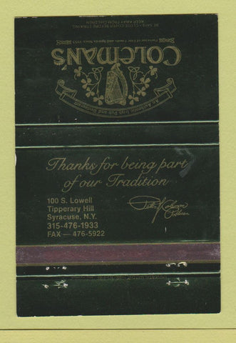Matchbook Cover - Coleman's Syracuse NY 40 Strike