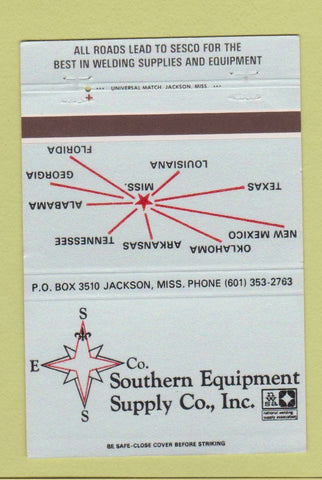 Matchbook Cover - Southern Equipment Supply Jackson MS Welding 40 Strike