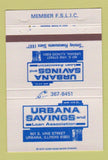 Matchbook Cover - Urbana Savings and Loan IL 40 Strike