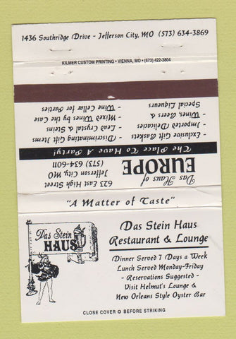 Matchbook Cover - Das Stein Haus Jefferson City MO WEAR 40 Strike