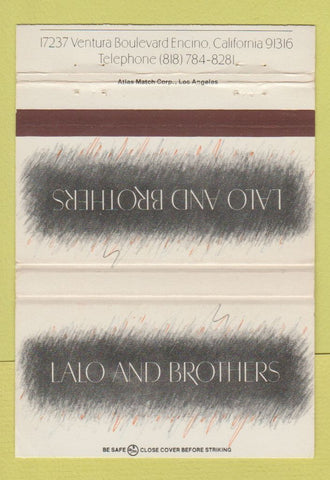 Matchbook Cover - Lalo and Brothers Encino CA 40 Strike