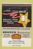 Matchbook Cover - Bruner Corp Water Softeners Phoenix AZ 40 Strike