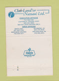 Matchbook Cover - Club Land or Paradise Found Nassau Ladysmith VA 40 Strike