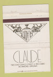 Matchbook Cover - Claude Richmond VA WEAR 40 Strike