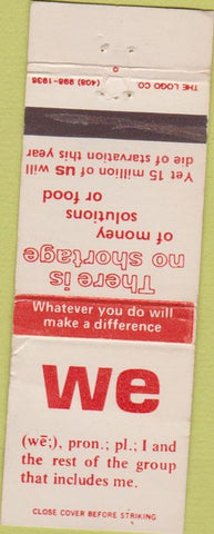 Matchbook Cover - Hunger Initiative San Jose CA against hunger WEAR