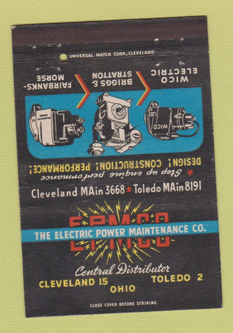 Matchbook Cover - EPMCO Electric Power Cleveland Toledo OH 40 Strike