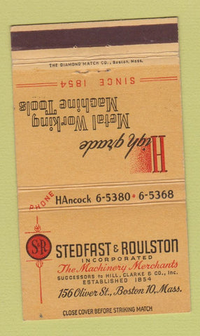 Matchbook Cover - Stedfast and Roulston Machinery Boston MA 36 Strike