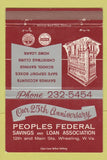 Matchbook Cover - Peoples Federal Savings and Loan Wheeling WV 40 Strike