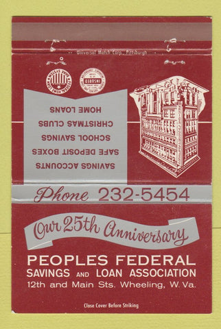 Matchbook Cover - Peoples Federal Savings and Loan Wheeling WV 40 Strike
