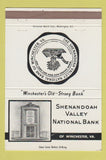 Matchbook Cover - Shenandoah Valley National Bank Winchester VA 40 Strike