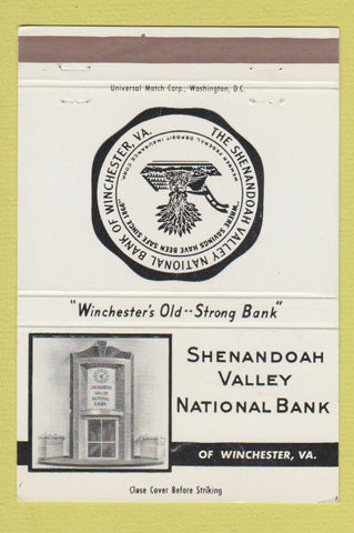 Matchbook Cover - Shenandoah Valley National Bank Winchester VA 40 Strike