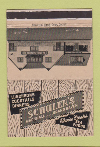 Matchbook Cover - Schuler's Restaurant Marshall Grand Haven MI WEAR 40 Strike