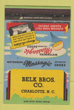 Matchbook Cover - Weyenberg Massagic Shoes Belk Bros Charlotte NC 40 Strike