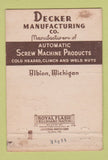Matchbook Cover - Decker Manufacturing Albion MI WEAR 40 Strike