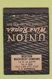 Matchbook Cover - Union Wire Rope Western Machinery Salt Lake City UT 40 Strike
