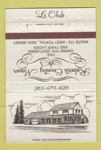 Matchbook Cover - Le Club West Portal NJ Roberts Country Manor 40 Strike