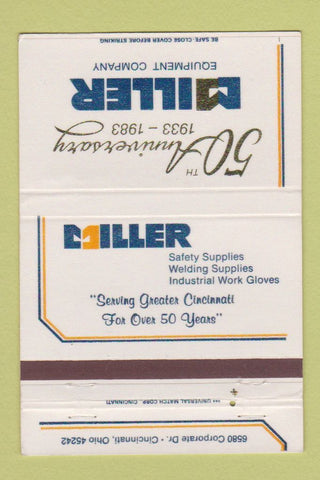 Matchbook Cover - Miller Equipment Company Cincinnati OH 1983 40 Strike