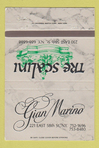 Matchbook Cover - Gian Marino The Scalini New York City 40 Strike
