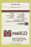 Matchbook Cover - Marco Screw Products St Louis MO 40 Strike
