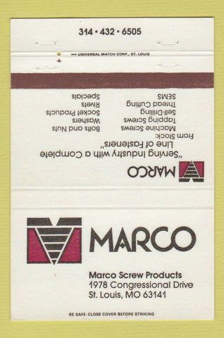 Matchbook Cover - Marco Screw Products St Louis MO 40 Strike