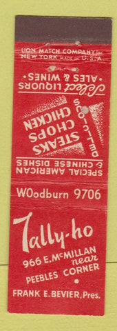 Matchbook Cover - Tally Ho Restaurant Chinese  Midget