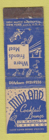 Matchbook Cover - Midland Cocktail Lounge Chicago IL WEAR Midget
